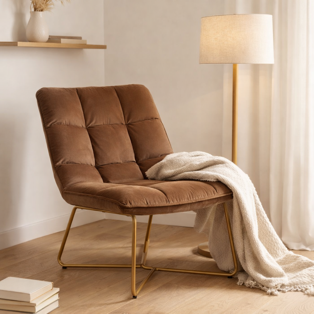 Chaise longue J-Line Lisa - métal/textile - marron en situation