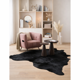 Tapis J-Line Peau de vache - cuir - noir en situation