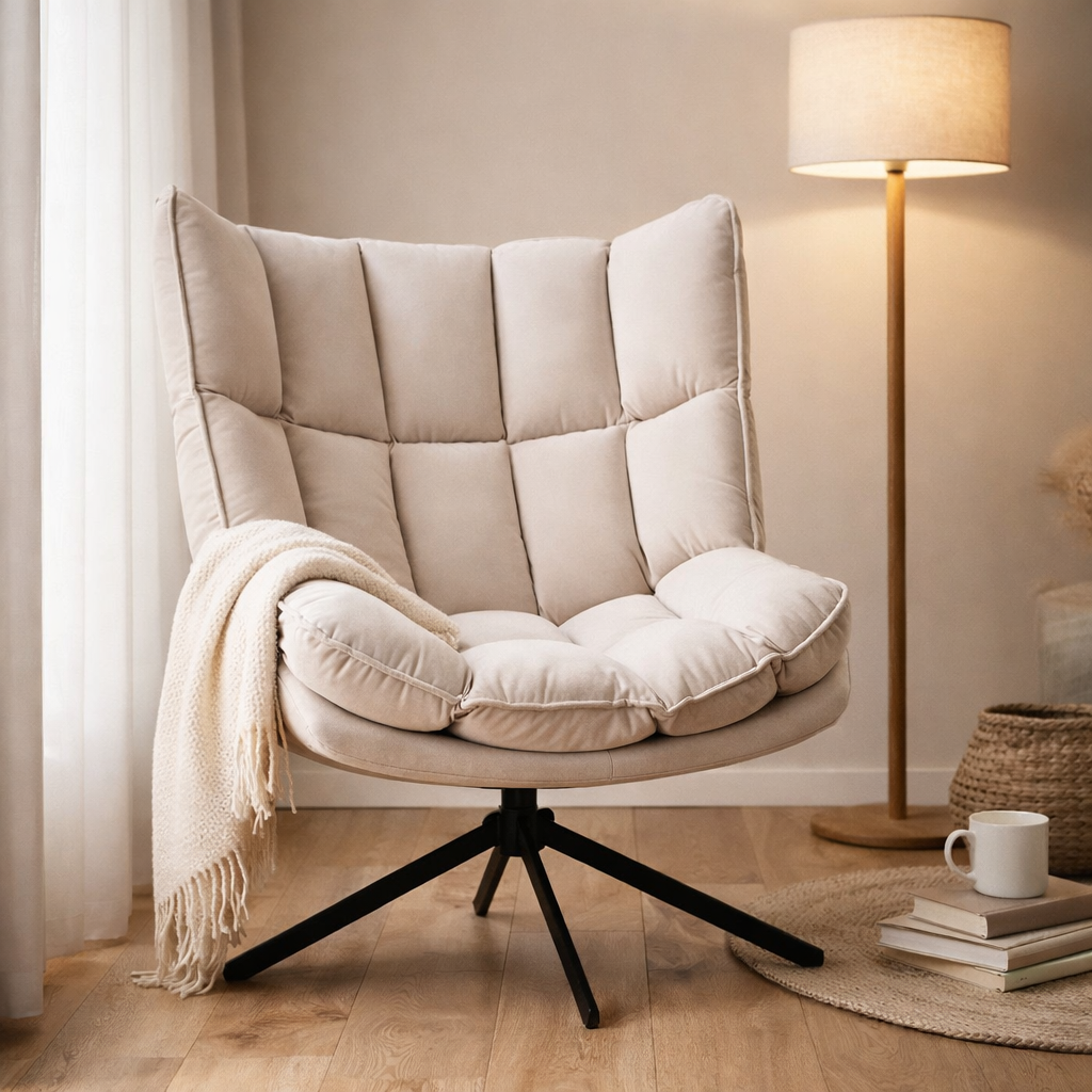 J-Line chaise Relax Coussin Sur Structure - textile/métal - beige en situation