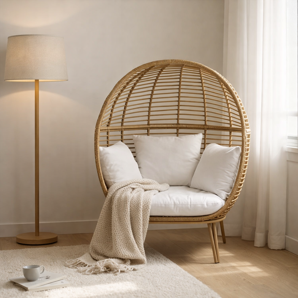 Chaise longue J-Line Ovale - acier - naturel en situation
