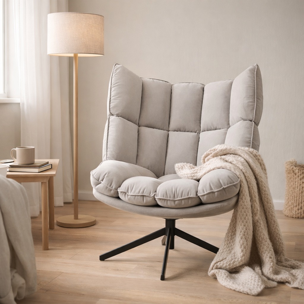 J-Line chaise Relax Coussin Sur Structure - textile/métal - gris clair en situation