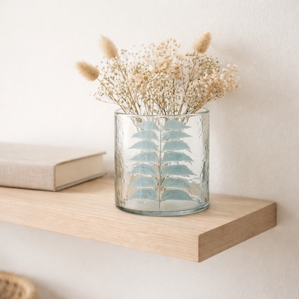 Feuilles de vase de ligne J - Verre - Transparent / Bleu - Small - Ø 15 cm en situation