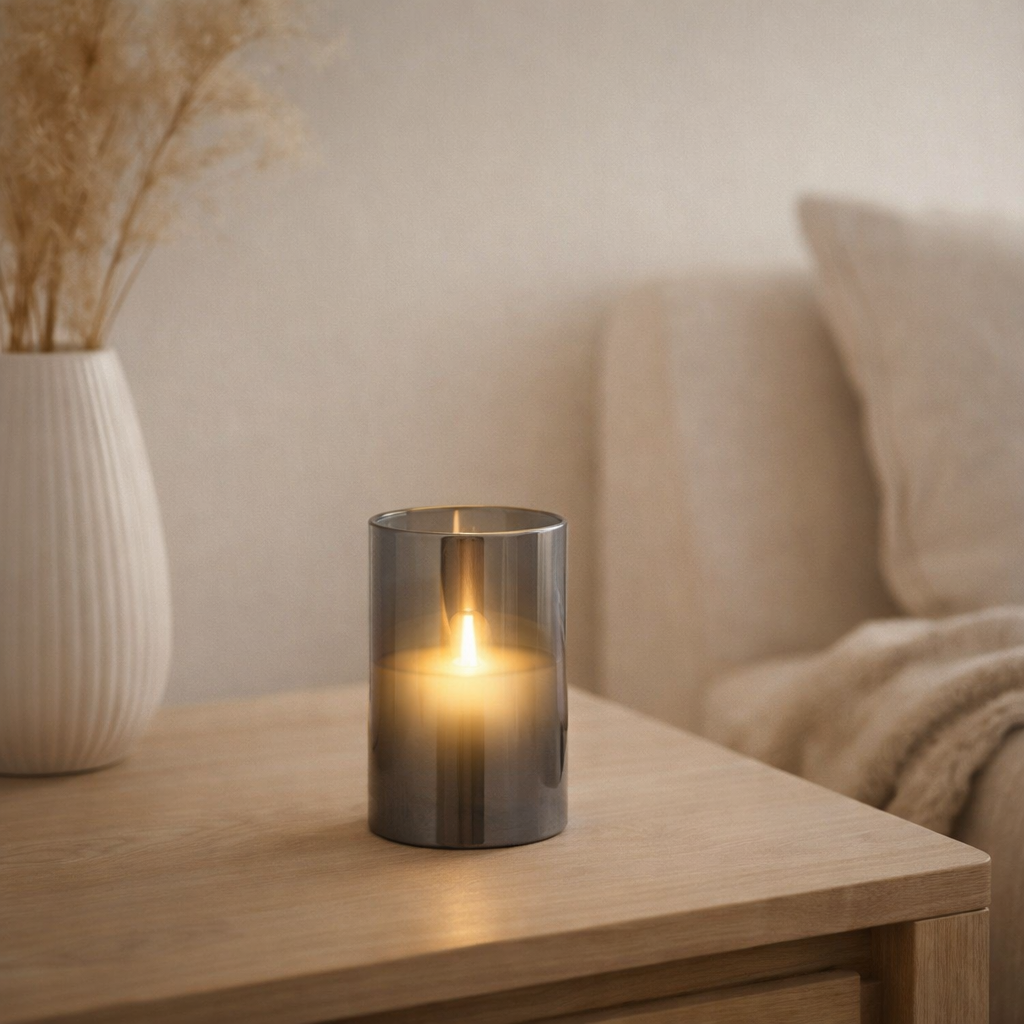 La lampe J -line Shiny - Verre - Gray - Small - LED LUMILES en situation