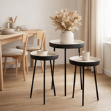 Table d'appoint J-Line - métal - noir/blanc - lot de 3 en situation