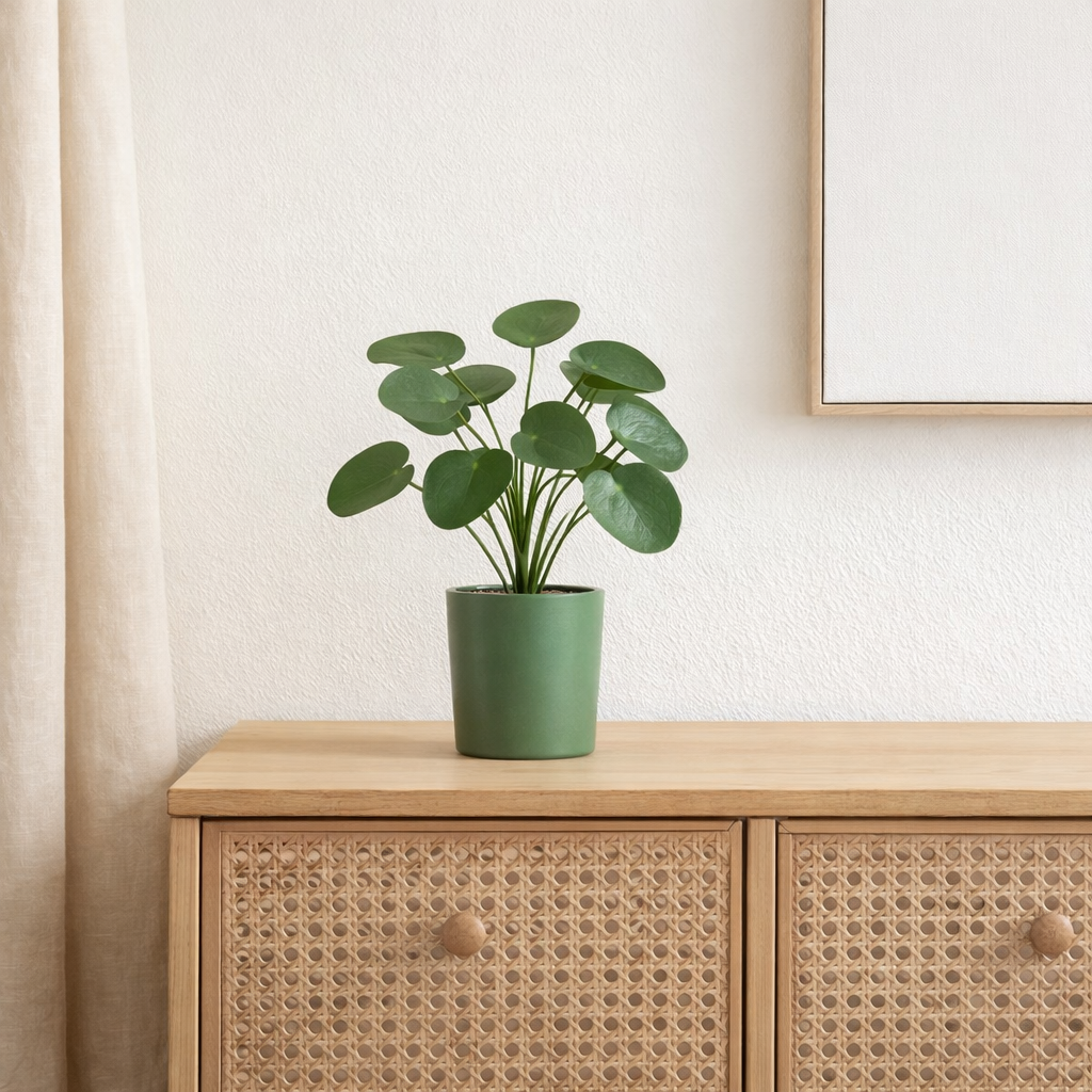 J-Line Piilea Peperomioides en pot Plastiek vert en situation