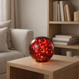 J-Line décoration Ball Spotted - verre - rouge/noir - lumières LED en situation