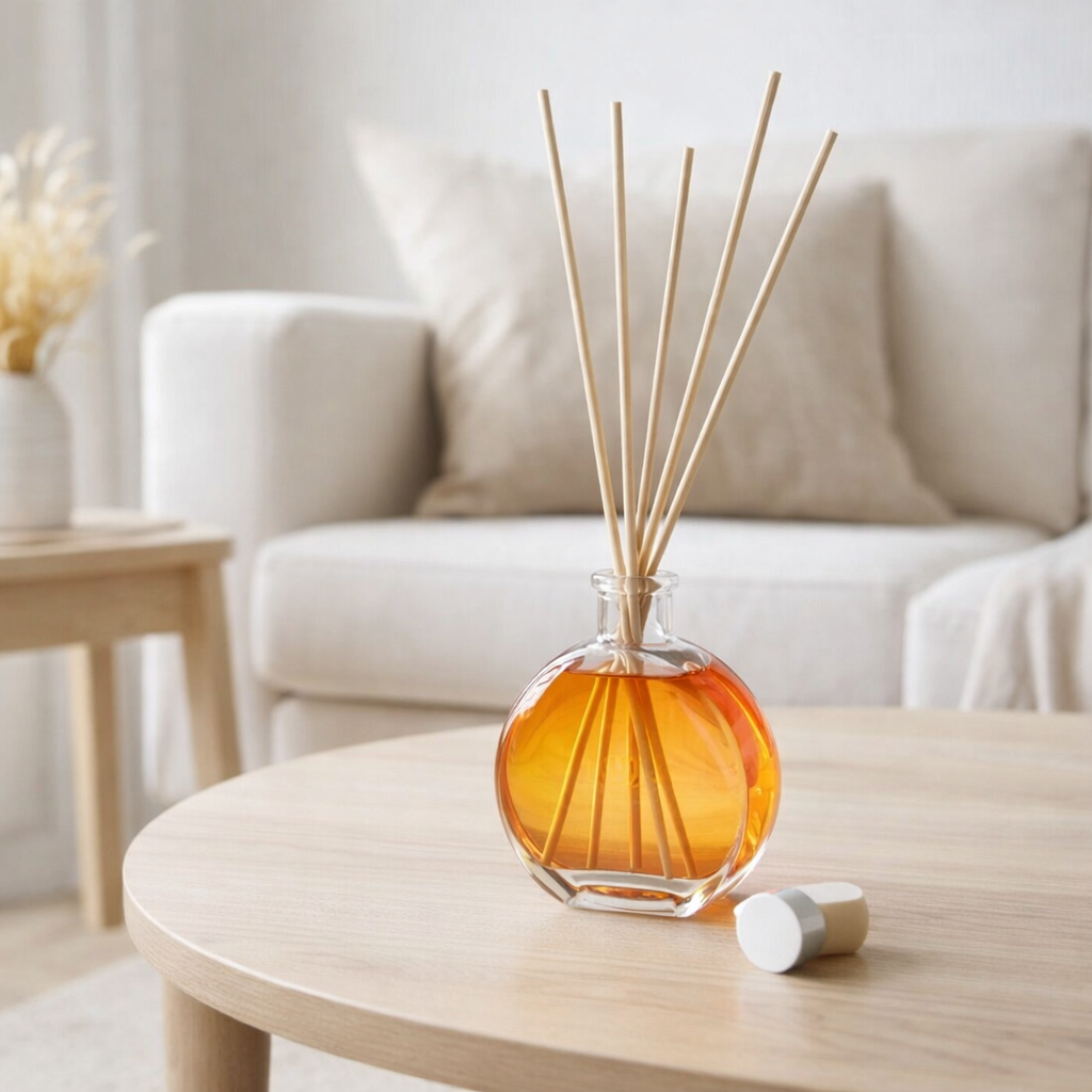 J -Liline Fragrance Huile + bâtons - Tequila Sunrise - Verre - Orange en situation