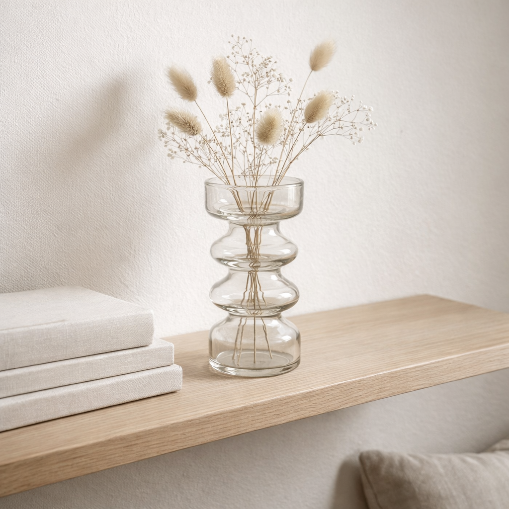 J -line Vase Luna - Verre - Transparent - Small - 14 cm de haut en situation