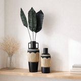 Motif Vase J -line - Terracotta / Grass - noir / naturel - 75 cm de haut en situation