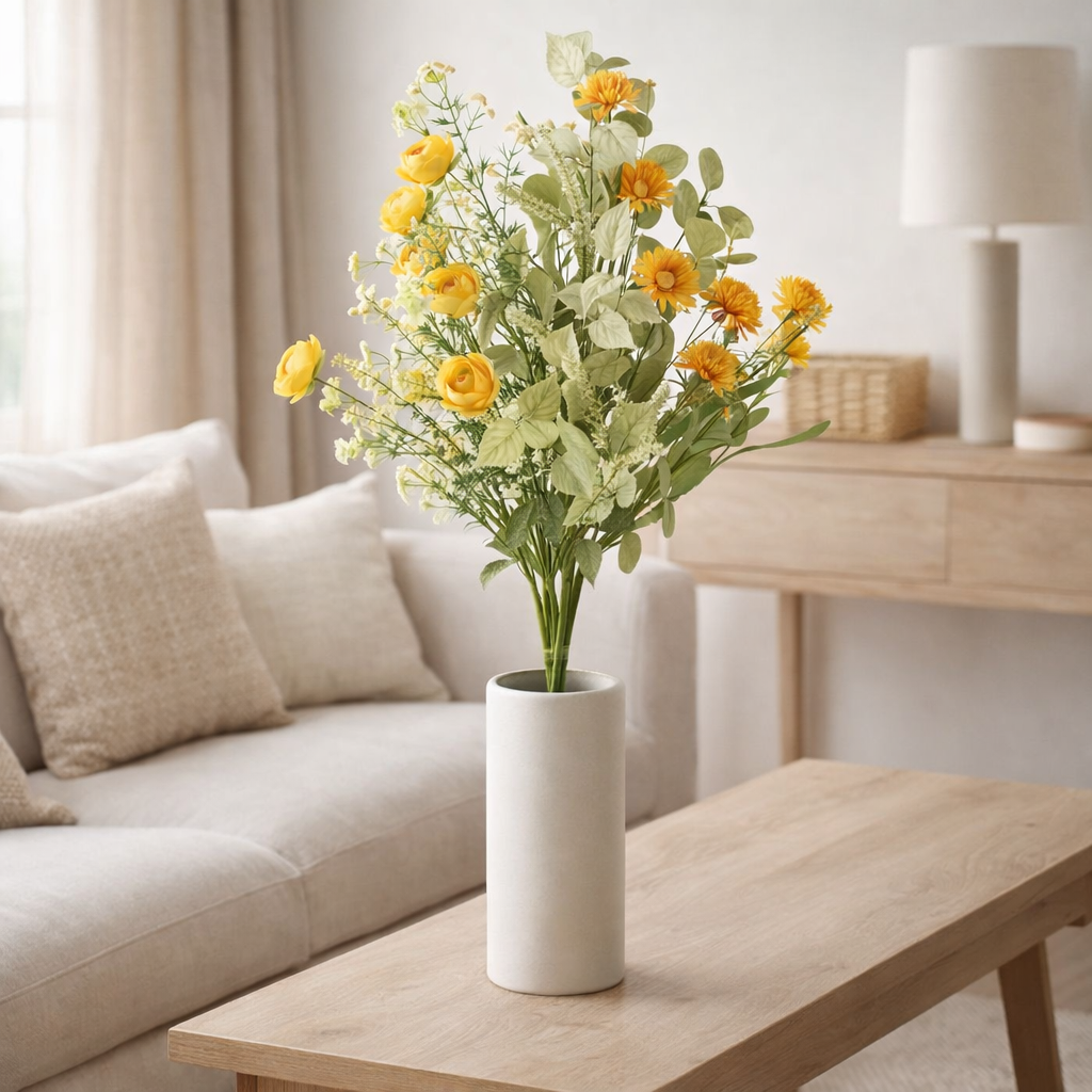 Bouquet de fleurs J-Line - plastique - jaune en situation
