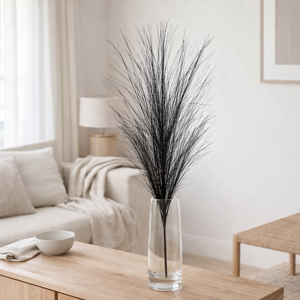 Branche de décoration J-Line Plumeau - plastique - noir - petit en situation