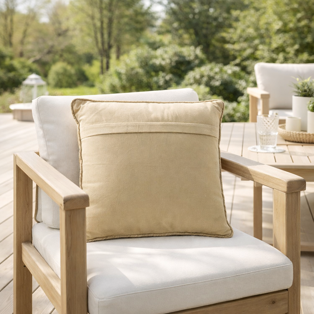 J-Line Kussen Miami Outdoor - polyester - naturel/vit en situation