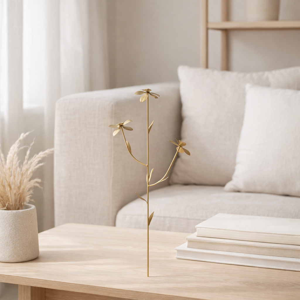 J-Line décoration Fleur 3 Branches - métal - doré - moyen en situation