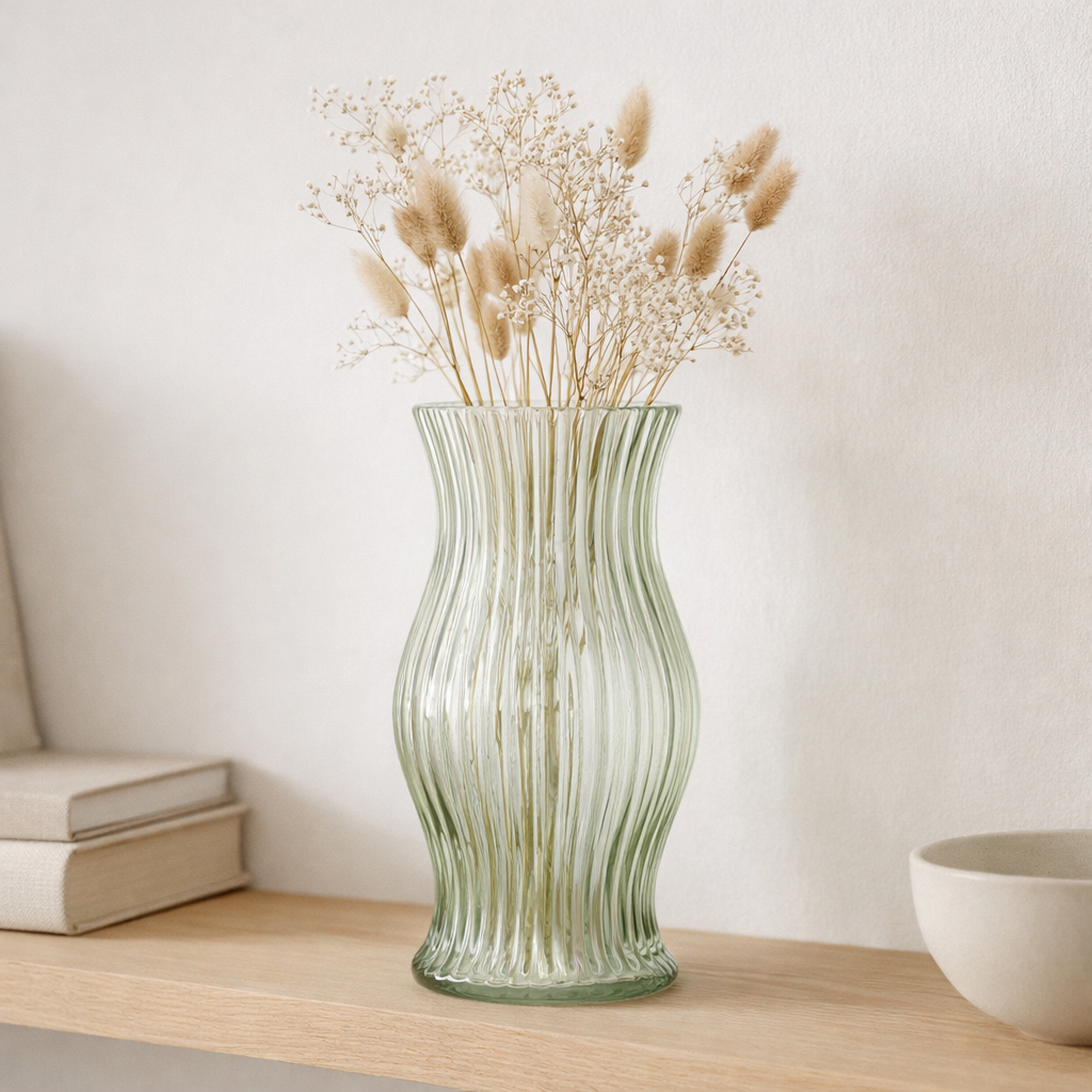 J-Line lanterne/vase Sev - verre - vert clair en situation