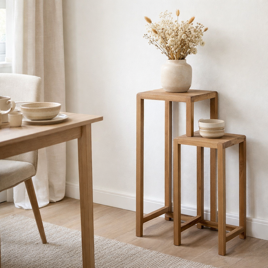 Table d'appoint J-Line Cube - bois - naturel - lot de 2 en situation