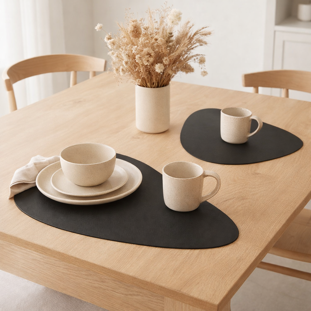 J-Line Steen set de table - plastique - noir en situation
