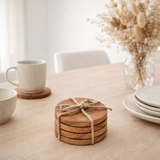 Sous-verres J-Line Rond Acacia - bois - naturel en situation