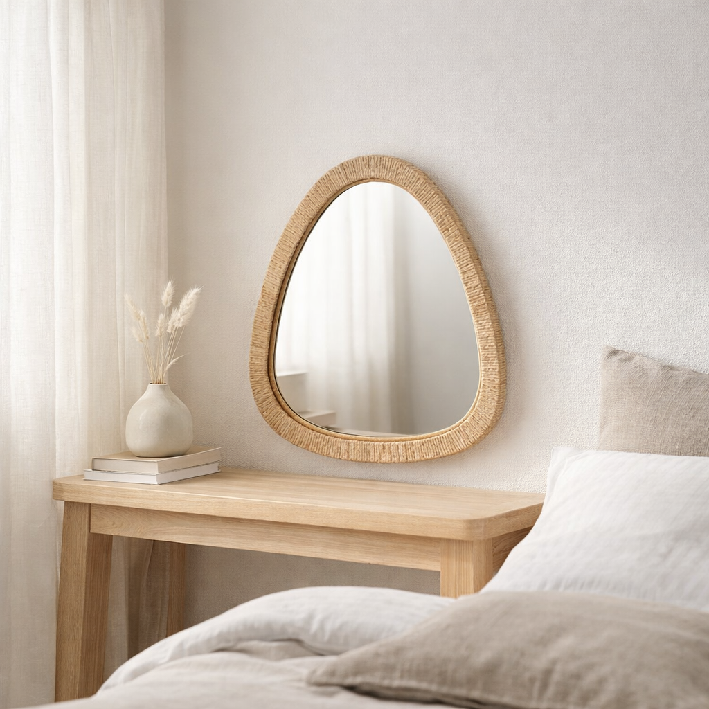 J-Line Spiegel Paille - Jute / Glas - Naturel - Small - 54 x 46,5 cm en situation