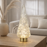 Décoration J-Line Sapin de Noël - verre - transparent - grand - lumières LED en situation