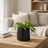 Pot de fleur J-Line Rond - céramique - noir - petit - Ø 18 cm en situation