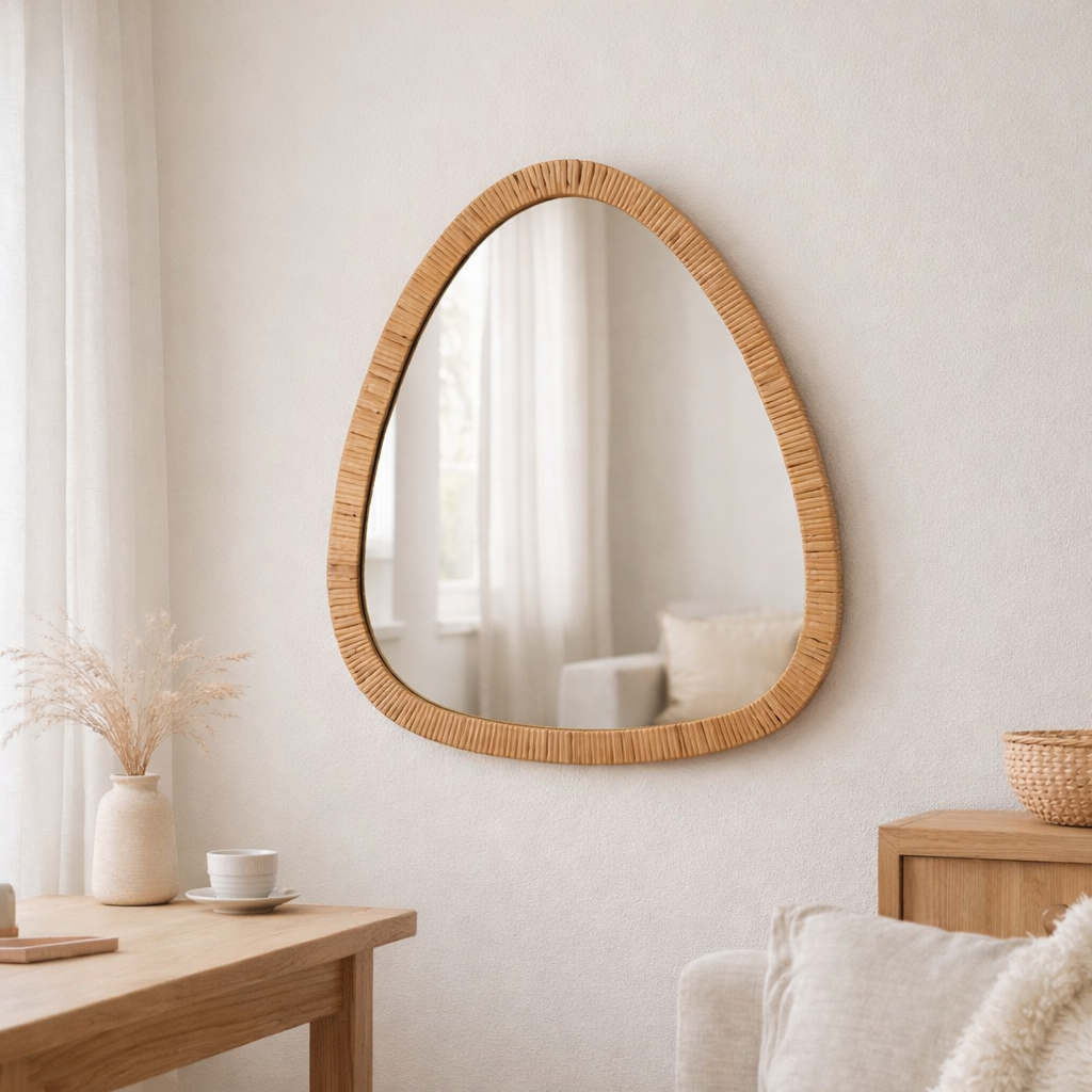 J-Line spiegel Paille - jute/glas - naturel - large - 60 x 66 cm en situation
