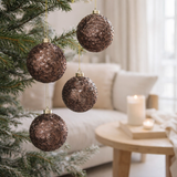 J-Line Boule de Noël Sucre pailleté - verre - marron foncé - M - boîte de 5 en situation