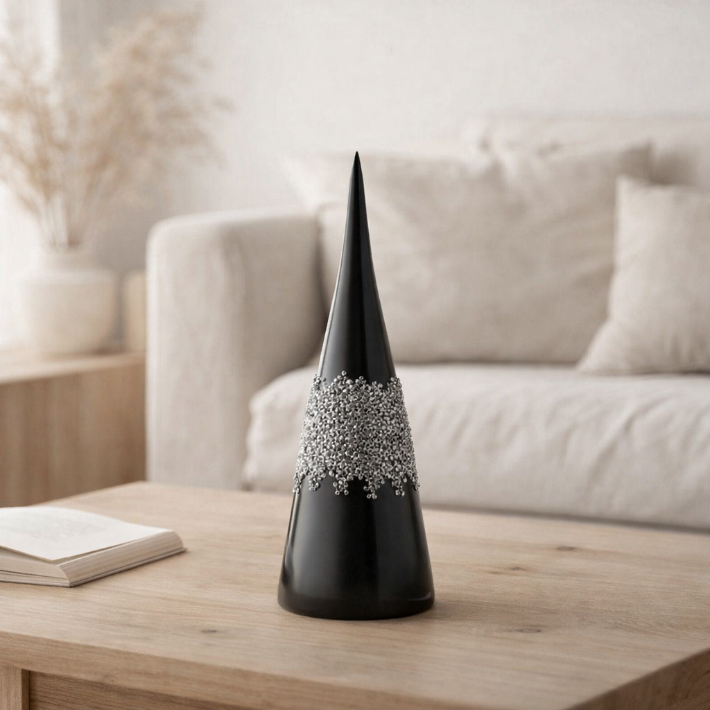 J-Line décoration Cone Diamond Line - verre - noir - petit en situation