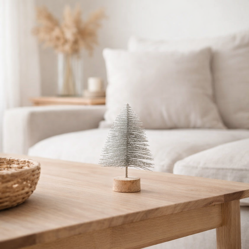 Sapin de Noël décoratif J-Line - plastique - argent - extra petit en situation