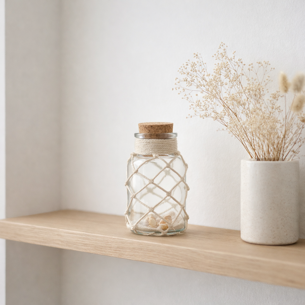 Vase de décoration J-Line Sand Shells - verre - transparent - S en situation