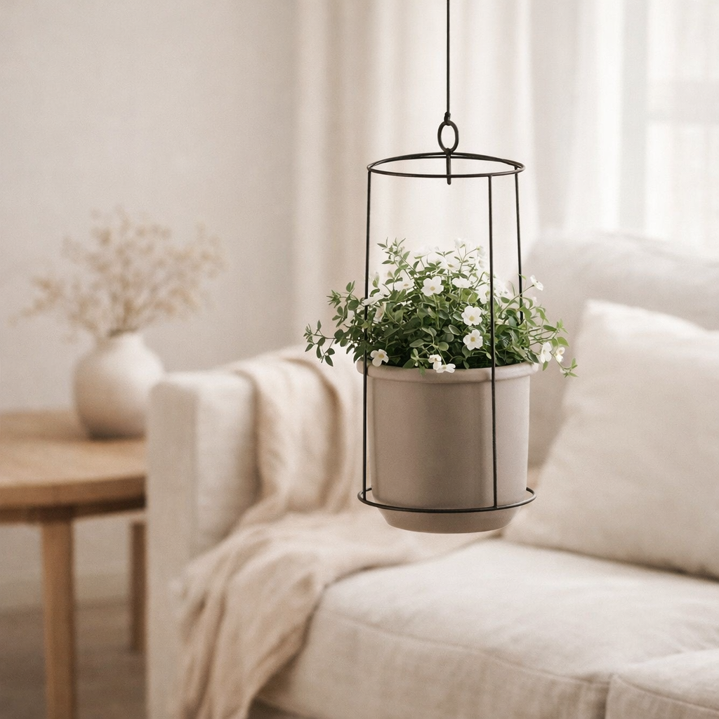 J -line Flowerpot Hanging - Ciment - Taupe - Small - Ø 16 cm en situation