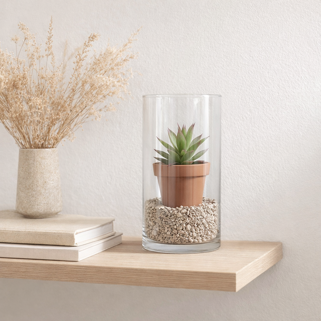 Cylindre de vase J -line - Verre - Transparent - 25,5 cm de haut en situation