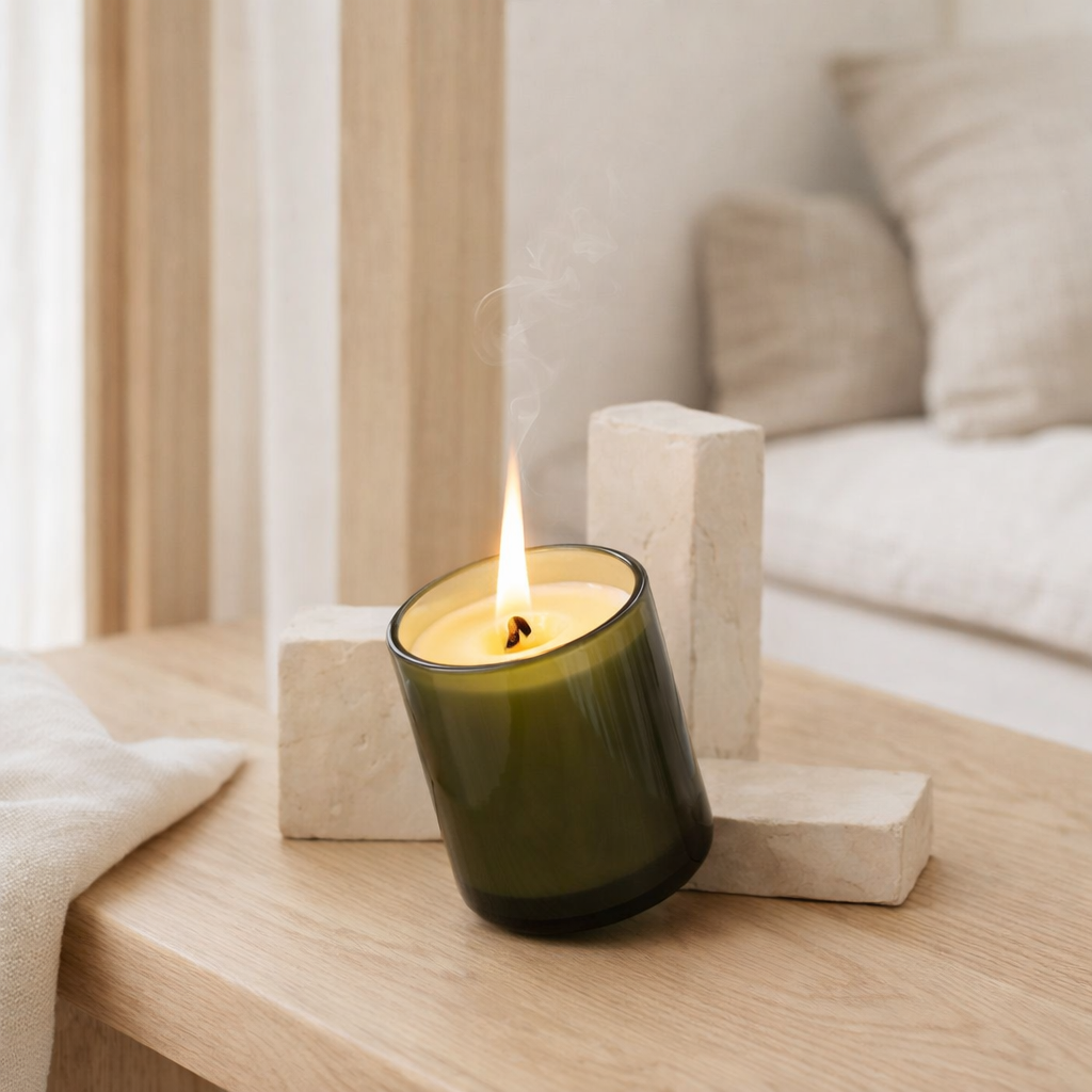 Bougie parfumée J-Line Excellent - Bois de Bergamote - verre - vert - S - 50U en situation