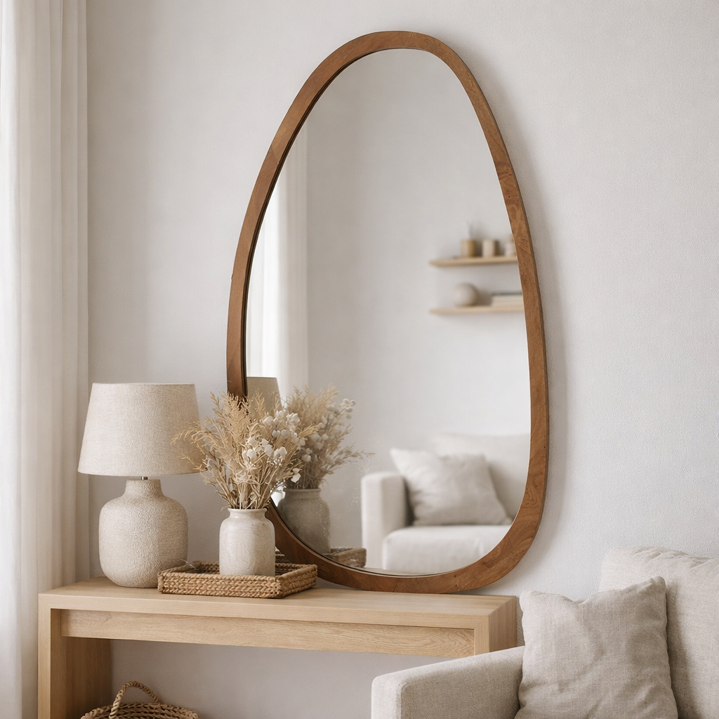 J -line Spiegel Vince Irregular - Mango Wood - Brown - 120 x 71 cm en situation
