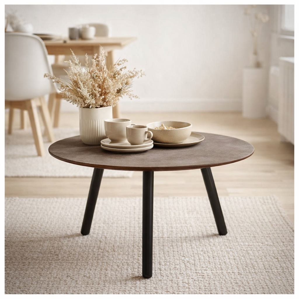 J-Line Table basse Drop - aluminium/fer - marron - petit en situation