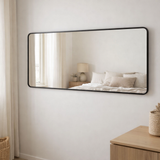 J -line Spiegel Rectangular - Metal - Black - 120 x 40 cm en situation