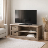 J -Liline TV Cabinet + 2 panier - Wood - Gray / Naturel en situation