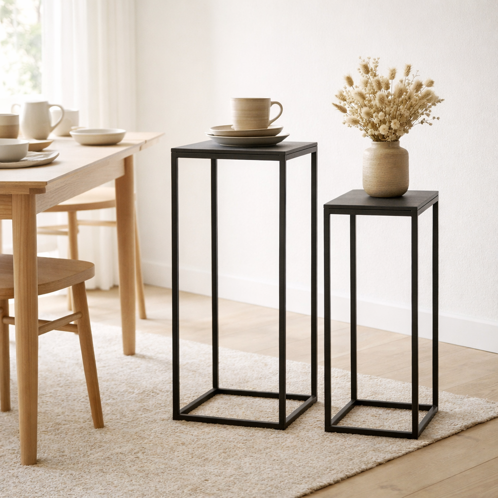 Table d'appoint J-Line Square - métal - noir - lot de 2 en situation