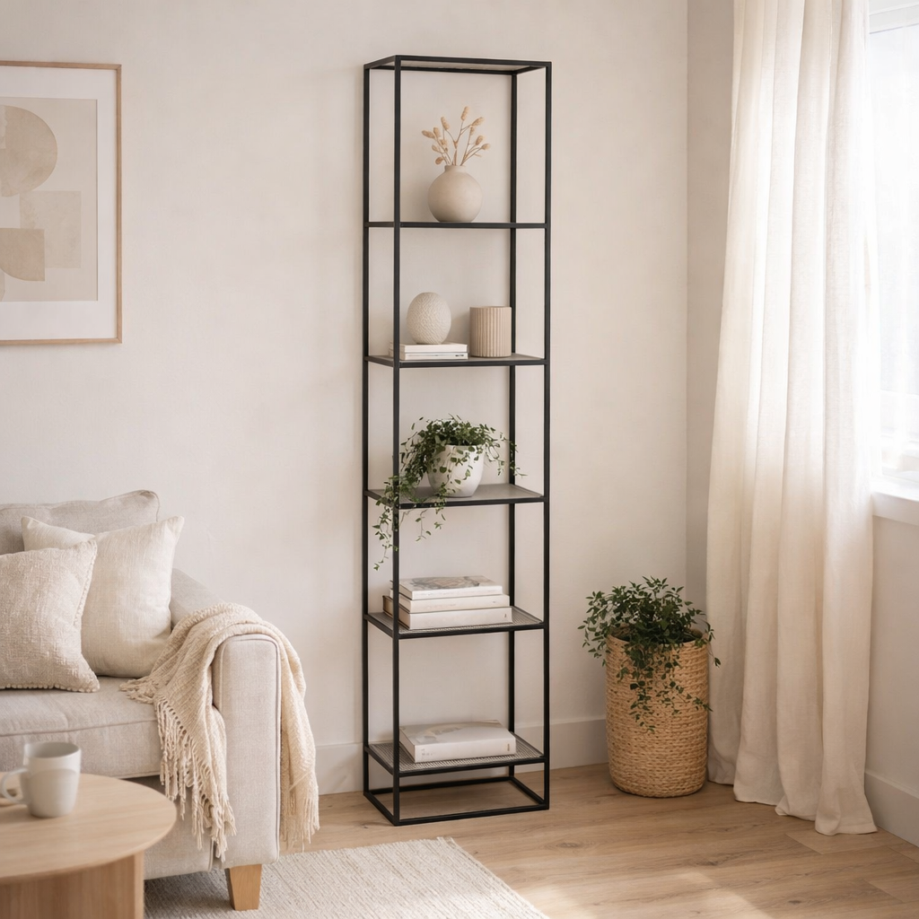 J-Line Rack 6 Niveaux Métal Noir en situation