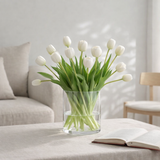 J-Line bouquet de fleurs Tulipes 7 pièces - plastique - blanc - grand en situation