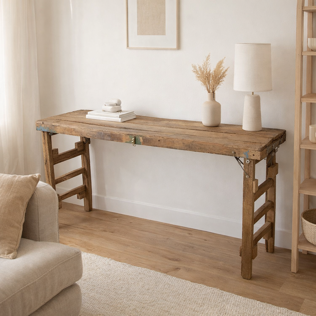 Console J-Line Bois Vieilli Recyclé Marron en situation