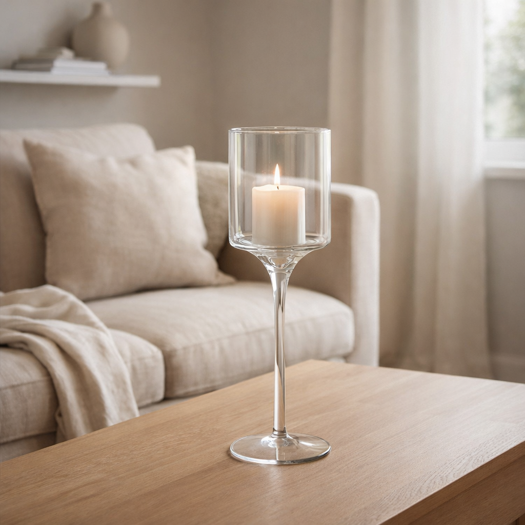 Lanterne J-Line Seni - bougeoir - verre - transparent - moyen en situation