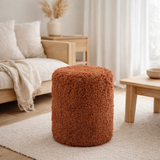 Pouf J-Line Cylindre Fluffy - polyester - cuivre en situation