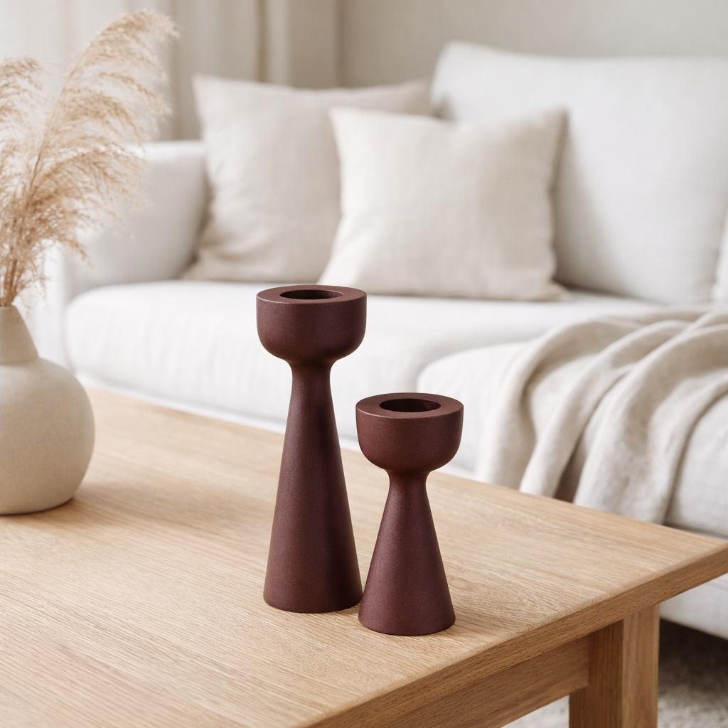 Bougeoir J-Line Cone - aluminium - marron - grand en situation