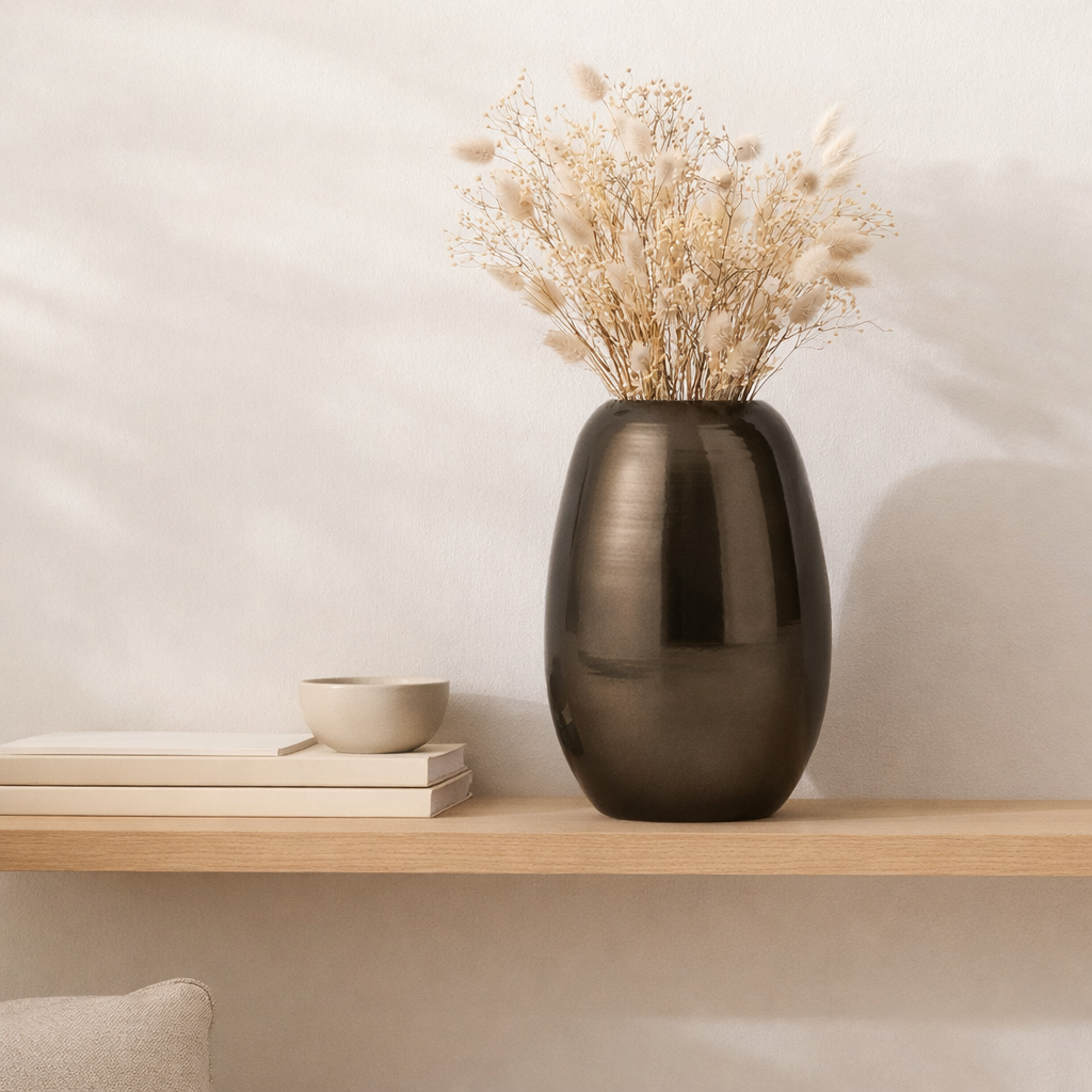 Vase J-Line - porcelaine - noir - moyen - 40 cm de haut en situation