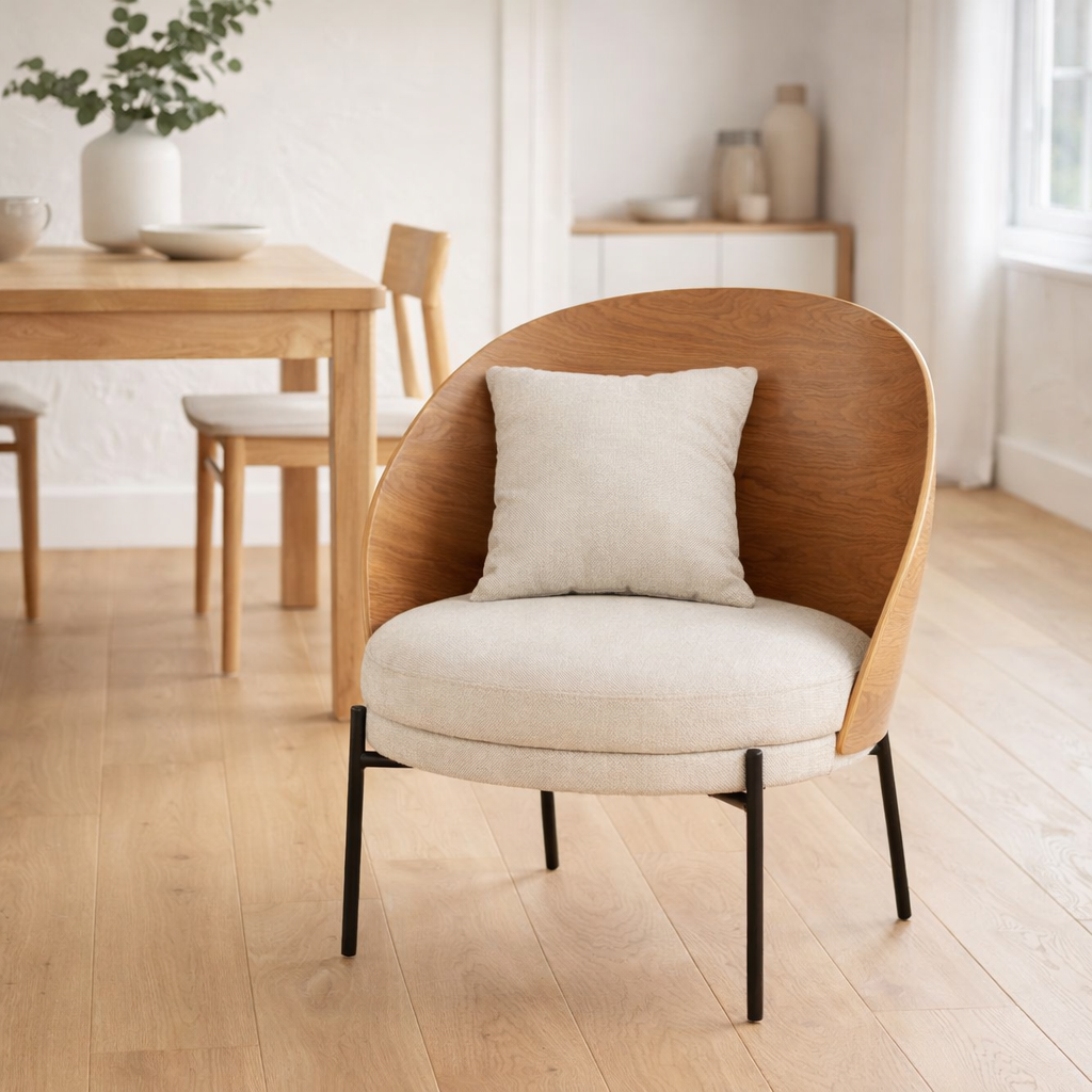 J-Line Chaise longue Lone Contreplaqué/Métal Naturel/Beige en situation