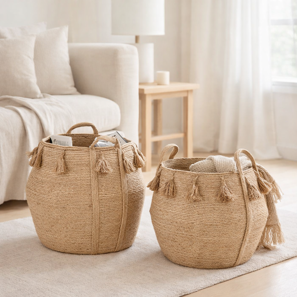 J-Line basket Ball - naturel - marron clair - lot de 2 en situation