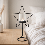 J-Line photophore Star Glitter - métal - noir - petit en situation