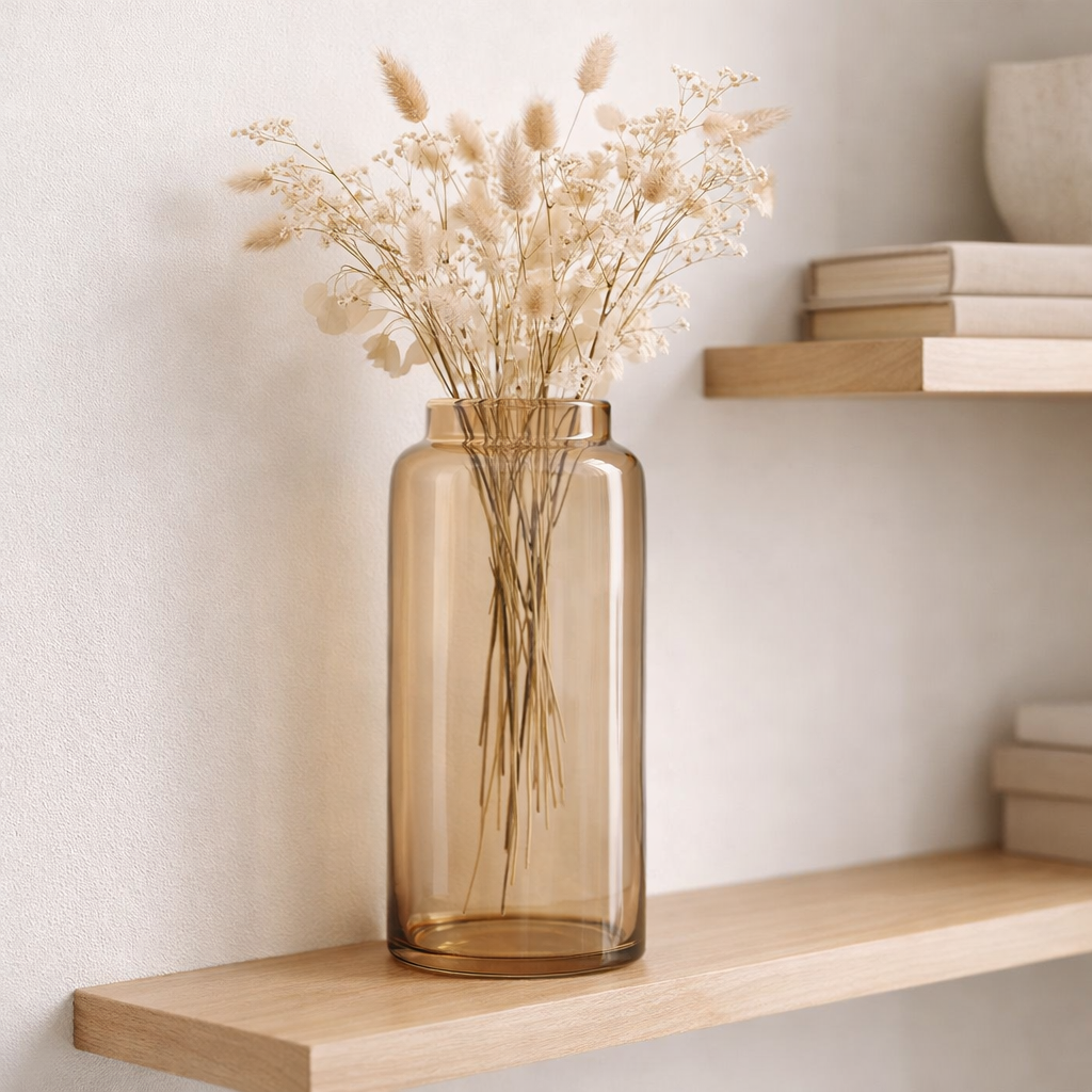 J -line Vase Long - Verre - Amber - Small - 40 cm de haut en situation