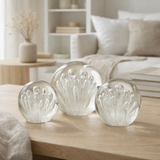 Presse-papier J-Line Bulles d'air - verre - blanc - grand en situation