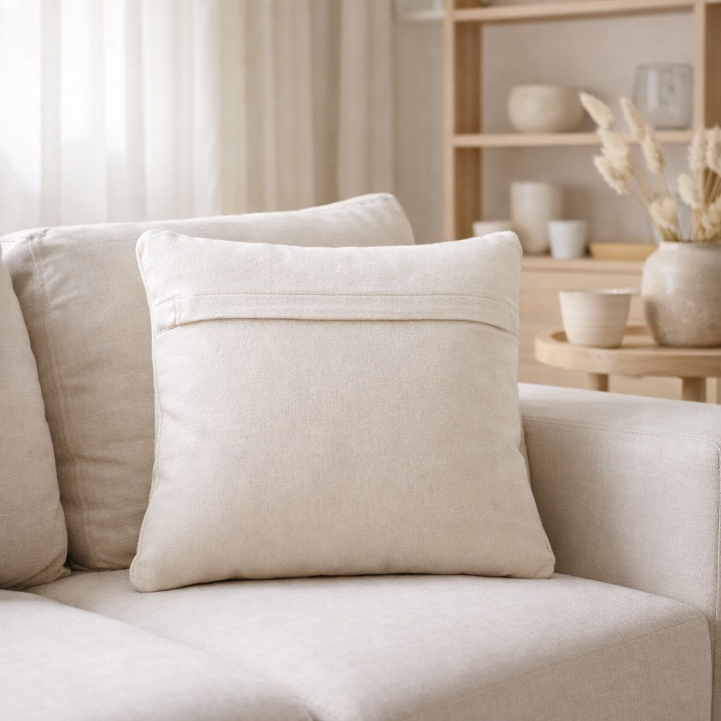 Coussin J-Line tissé - laine - crème - petit en situation